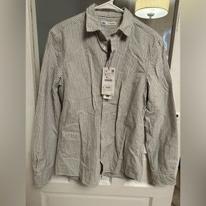 Men’s blue and white striped button down